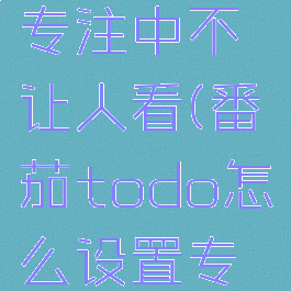 番茄todo专注中不让人看(番茄todo怎么设置专注内容)