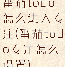 番茄todo怎么进入专注(番茄todo专注怎么设置)