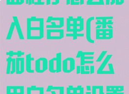 番茄todo桌面程序怎么加入白名单(番茄todo怎么用白名单设置教程)