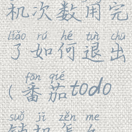 番茄todo锁机次数用完了如何退出(番茄todo锁机怎么退出)