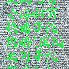 疾风之刃手游如何快速升级攻略(疾风之刃升级攻略70)