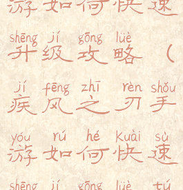 疾风之刃手游如何快速升级攻略(疾风之刃手游如何快速升级攻略图)