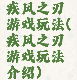 疾风之刃游戏玩法(疾风之刃游戏玩法介绍)