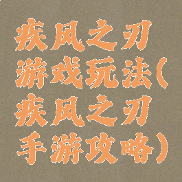 疾风之刃游戏玩法(疾风之刃手游攻略)