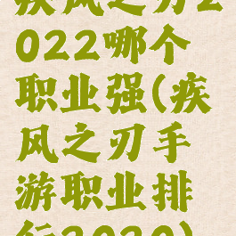 疾风之刃2022哪个职业强(疾风之刃手游职业排行2020)