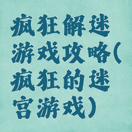 疯狂解迷游戏攻略(疯狂的迷宫游戏)