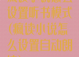 疯读小说怎么设置听书模式(疯读小说怎么设置自动朗读)