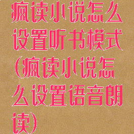 疯读小说怎么设置听书模式(疯读小说怎么设置语音朗读)