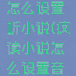疯读小说怎么设置听小说(疯读小说怎么设置音量键翻页)