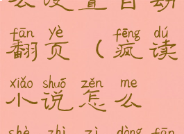 疯读小说怎么设置自动翻页(疯读小说怎么设置自动翻页功能)