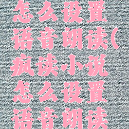 疯读小说怎么设置语音朗读(疯读小说怎么设置语音朗读呢)