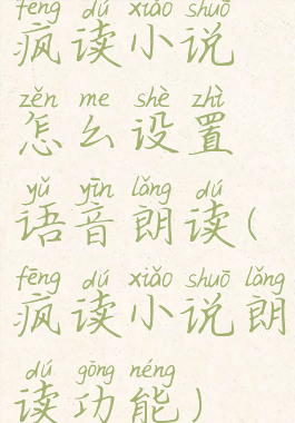 疯读小说怎么设置语音朗读(疯读小说朗读功能)