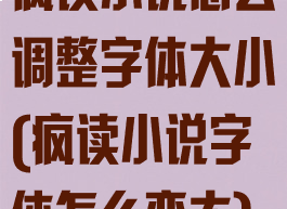 疯读小说怎么调整字体大小(疯读小说字体怎么变大)