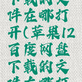 百度网盘下载的文件在哪打开(苹果12百度网盘下载的文件在哪打开)