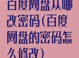 百度网盘从哪改密码(百度网盘的密码怎么修改)