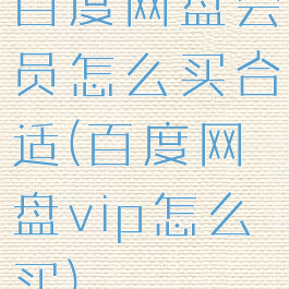 百度网盘会员怎么买合适(百度网盘vip怎么买)