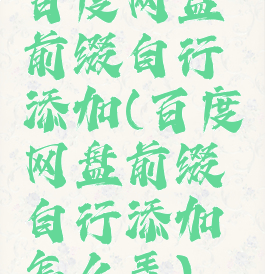 百度网盘前缀自行添加(百度网盘前缀自行添加怎么弄)