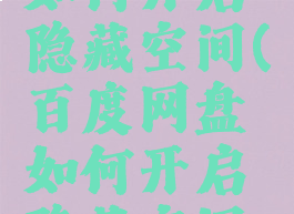 百度网盘如何开启隐藏空间(百度网盘如何开启隐藏空间功能)