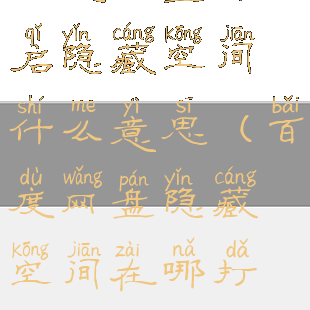 百度网盘开启隐藏空间什么意思(百度网盘隐藏空间在哪打开)