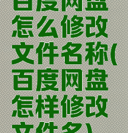 百度网盘怎么修改文件名称(百度网盘怎样修改文件名)