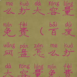 百度网盘怎么扩大容量免费(百度网盘怎么扩大容量免费2021)