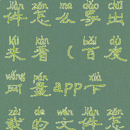 百度网盘app下载的文件怎么导出来看(百度网盘app下载的文件怎么导出来看不了)