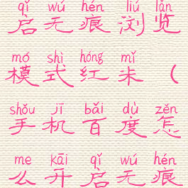 百度怎么开启无痕浏览模式红米(手机百度怎么开启无痕浏览模式)