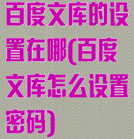 百度文库的设置在哪(百度文库怎么设置密码)