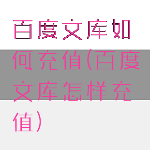 百度文库如何充值(百度文库怎样充值)