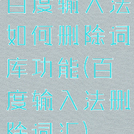 百度输入法如何删除词库功能(百度输入法删除词汇)