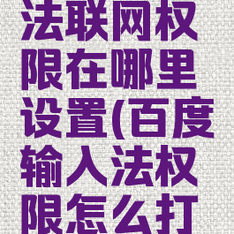 百度输入法联网权限在哪里设置(百度输入法权限怎么打开)
