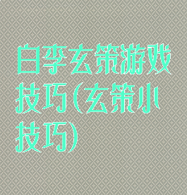 白李玄策游戏技巧(玄策小技巧)
