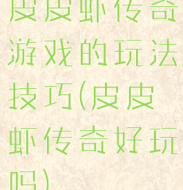 皮皮虾传奇游戏的玩法技巧(皮皮虾传奇好玩吗)