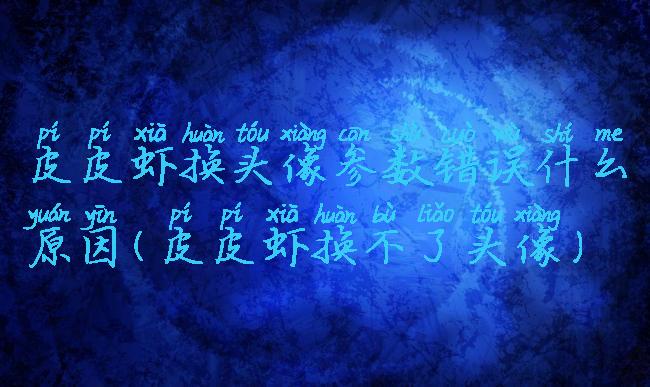 皮皮虾换头像参数错误什么原因(皮皮虾换不了头像)