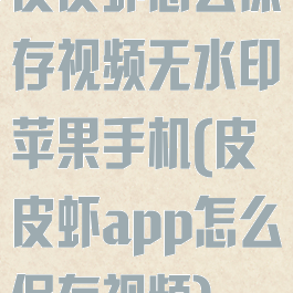 皮皮虾怎么保存视频无水印苹果手机(皮皮虾app怎么保存视频)