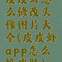 皮皮虾怎么修改头像图片大全(皮皮虾app怎么换皮肤)