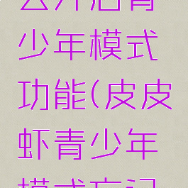 皮皮虾怎么开启青少年模式功能(皮皮虾青少年模式忘记密码)