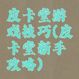 皮卡堂游戏技巧(皮卡堂新手攻略)