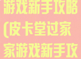 皮卡堂过家家游戏新手攻略(皮卡堂过家家游戏新手攻略大全)
