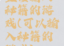 直接输入秘籍的游戏(可以输入秘籍的游戏)