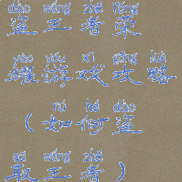 盗王者荣耀游戏攻略(如何盗取王者)