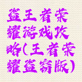 盗王者荣耀游戏攻略(王者荣耀盗窃版)