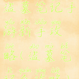 盗墓笔记手游新手攻略(盗墓笔记全攻略)