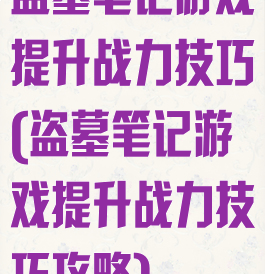 盗墓笔记游戏提升战力技巧(盗墓笔记游戏提升战力技巧攻略)