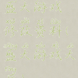 盛大游戏修改资料(盛大游戏大厅)