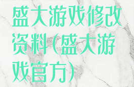 盛大游戏修改资料(盛大游戏官方)