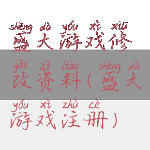 盛大游戏修改资料(盛大游戏注册)