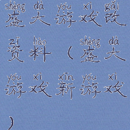 盛大游戏改资料(盛大游戏新游戏)