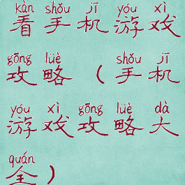 看手机游戏攻略(手机游戏攻略大全)