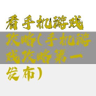 看手机游戏攻略(手机游戏攻略第一发布)
